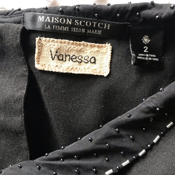 Maison Scotch Dress, Beaded Peter Pan Collar, Size 2, Black - Picture 6 of 6